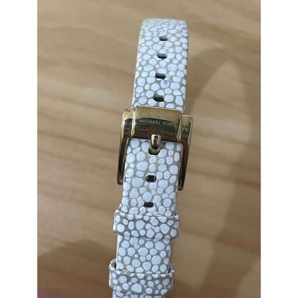 Michael Kors Women’s Gold Tone Watch White Leather Strap